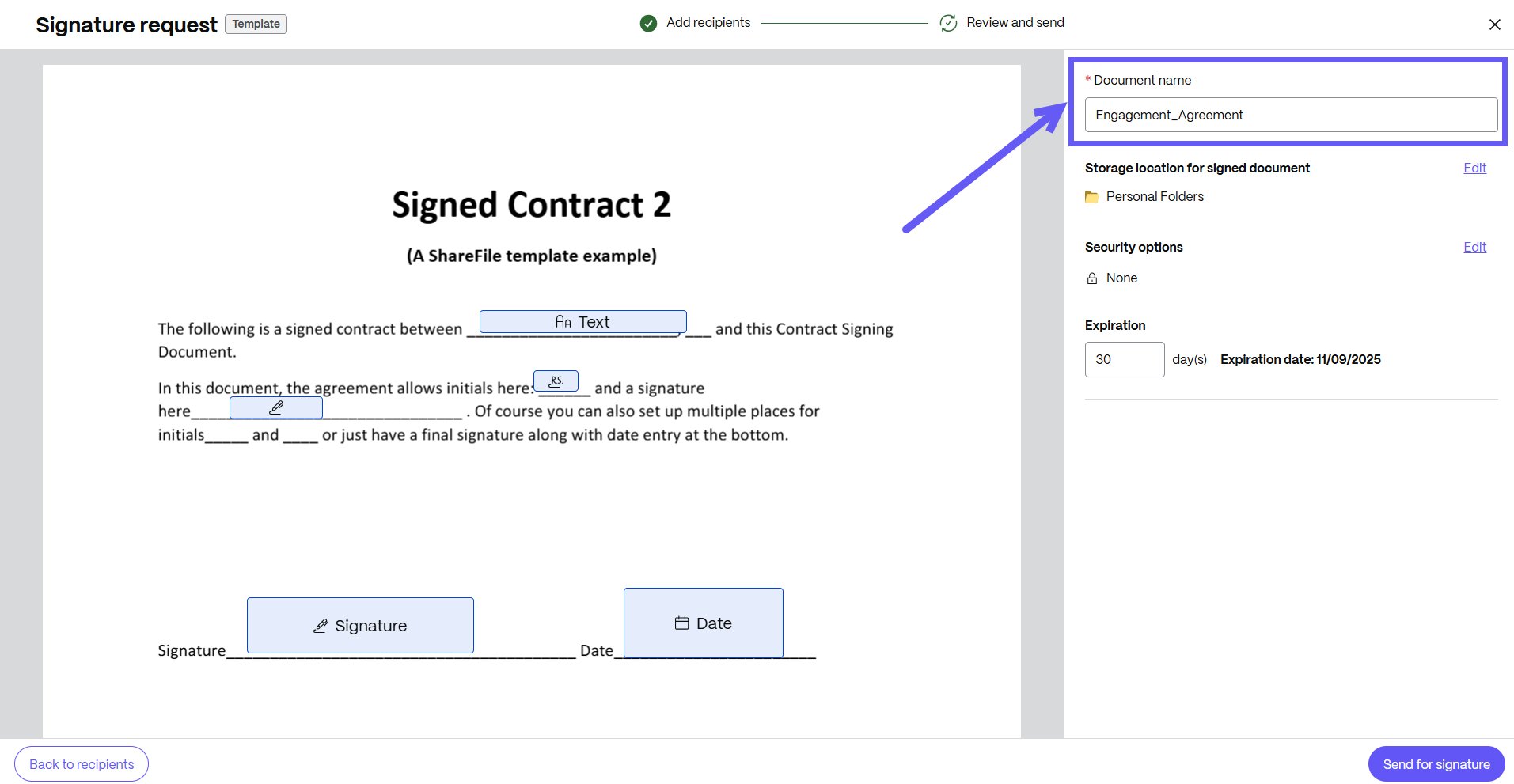 Bulk sends for signature