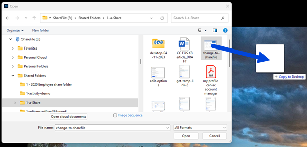Bildschirm: Datei in Citrix Files für Windows öffnen