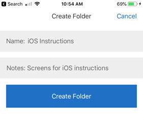 iOS-Bildschirm "Ordner erstellen"