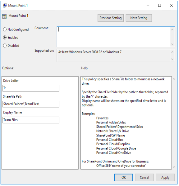 Group policy definitions