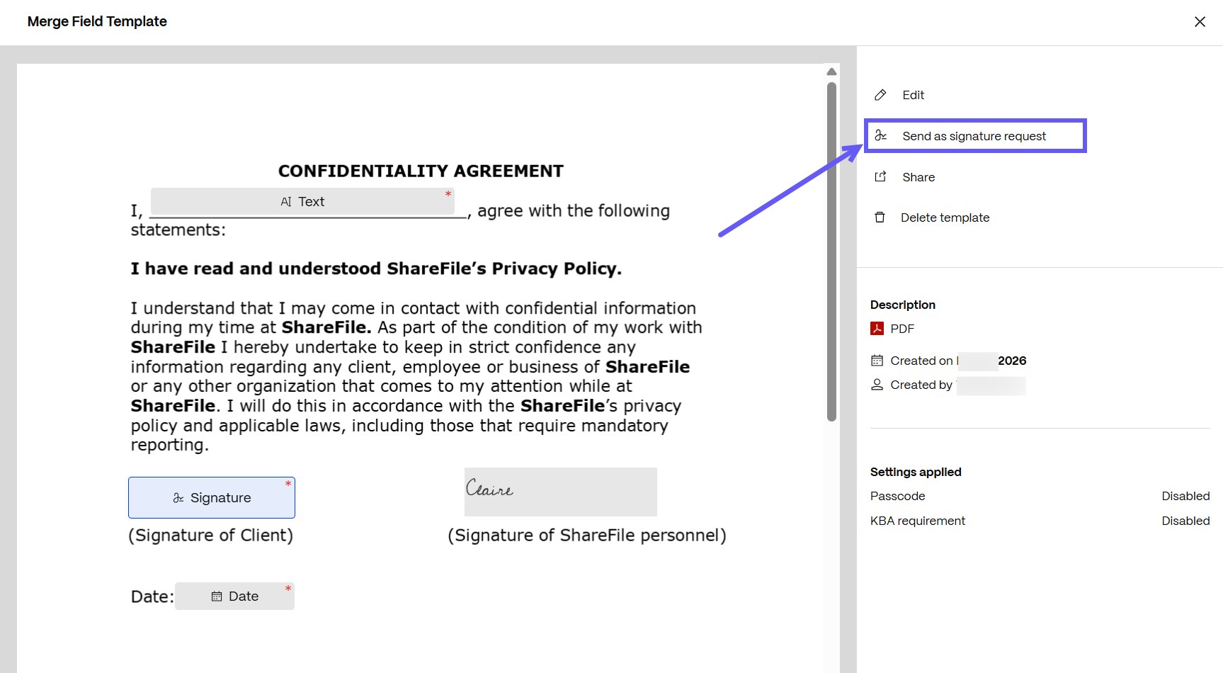 SF sender filled fields