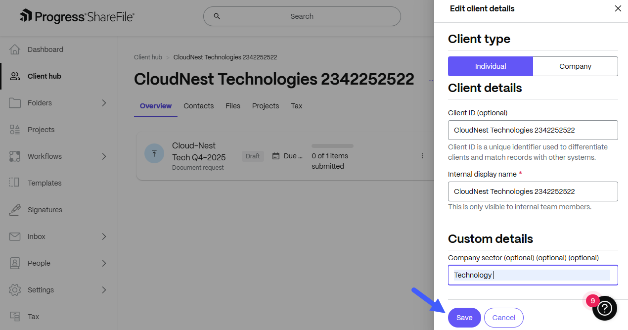 Custom fields Client