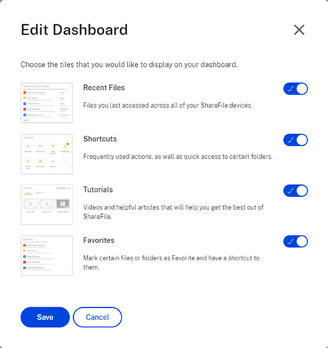 Editing dashboard tiles