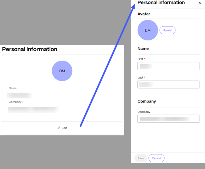 Edit personal info