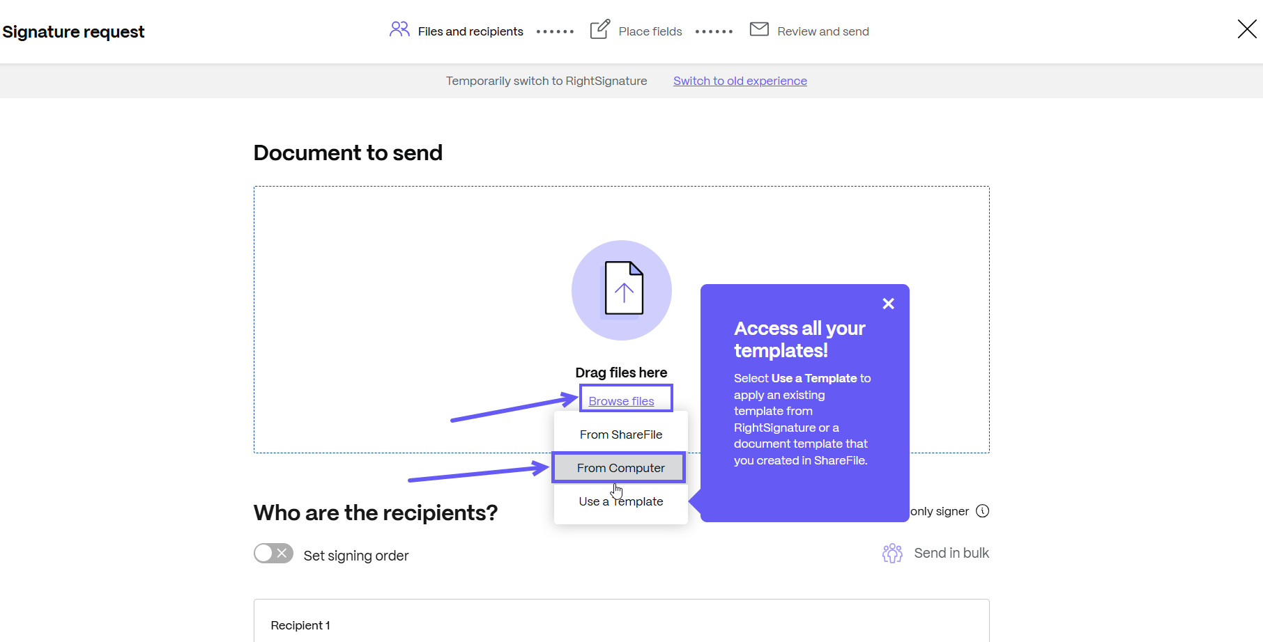 Send signature request