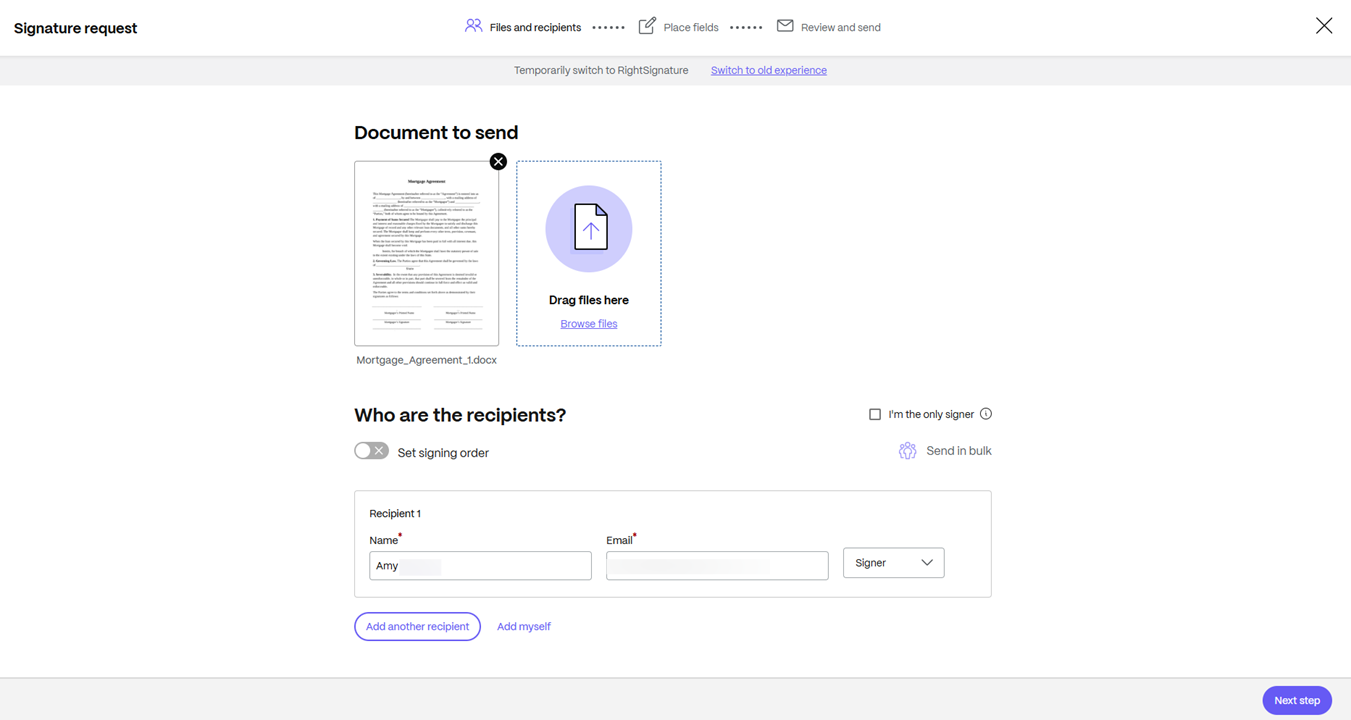 Send signature request