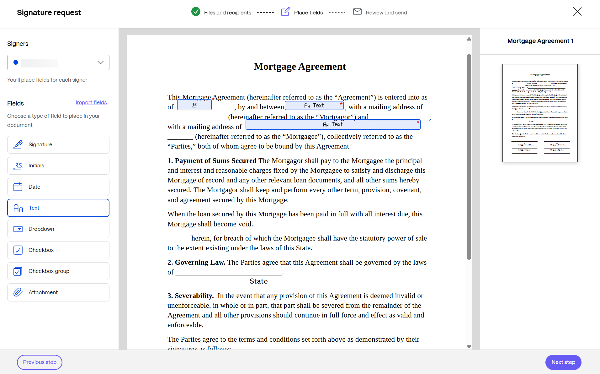 Send signature request