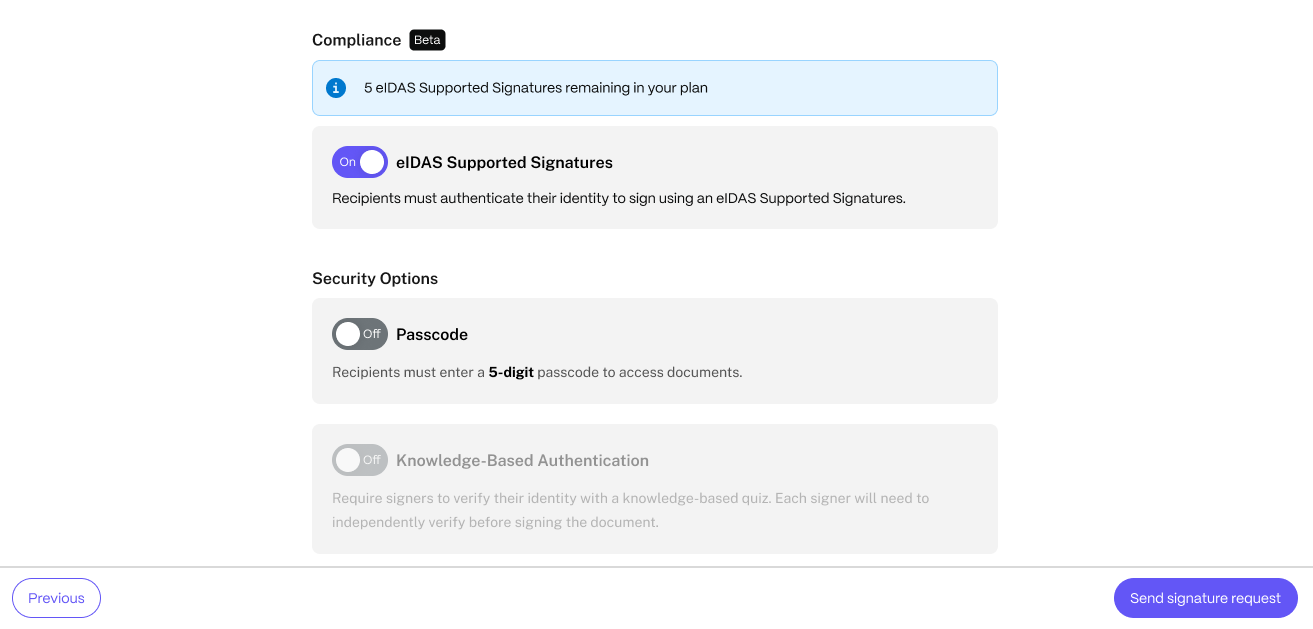 Send signature request