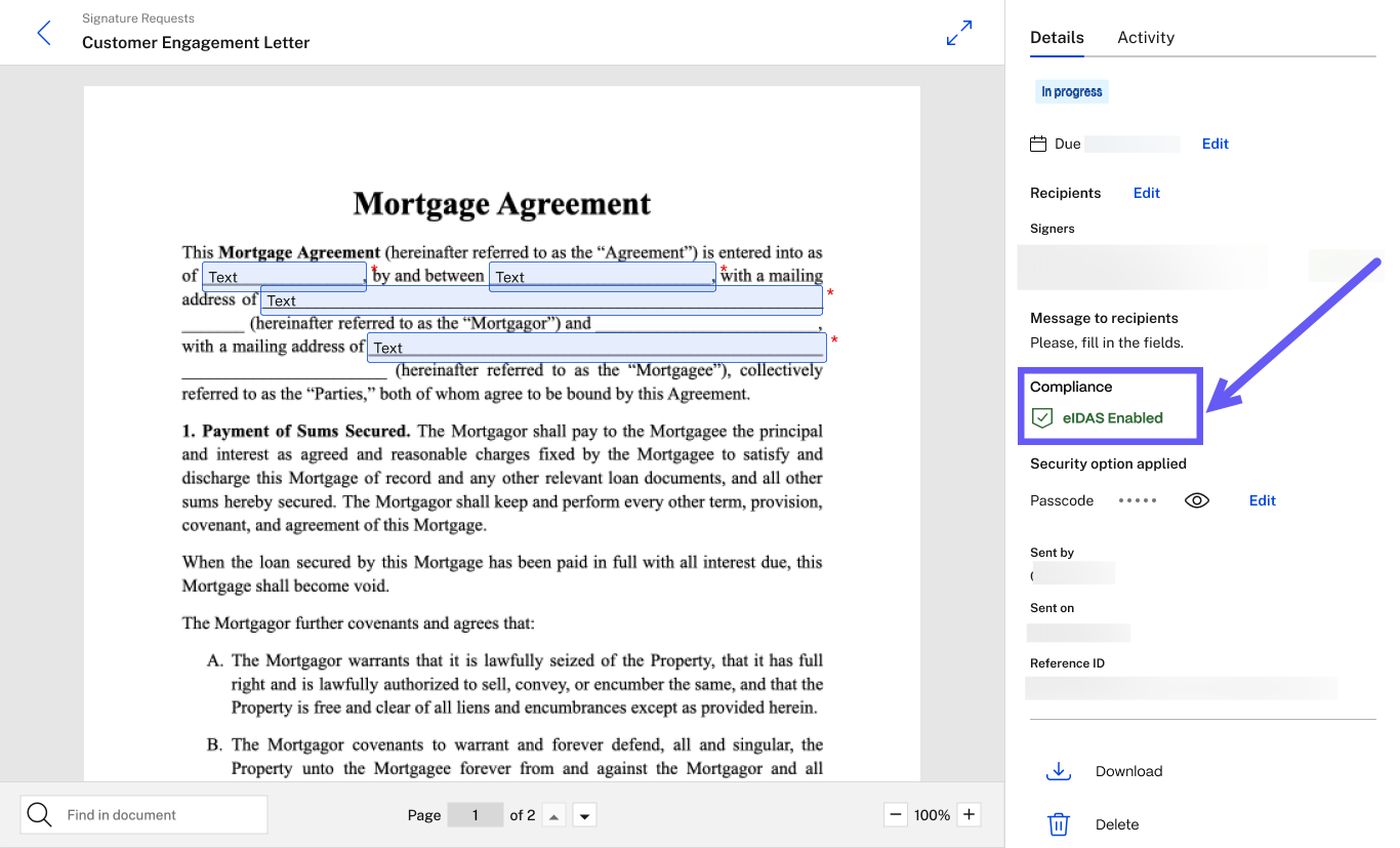 Send signature request