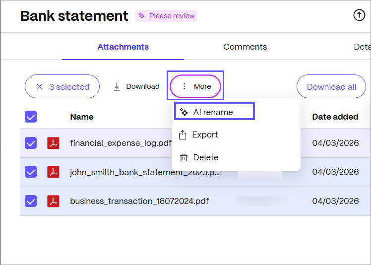 AI rename More option