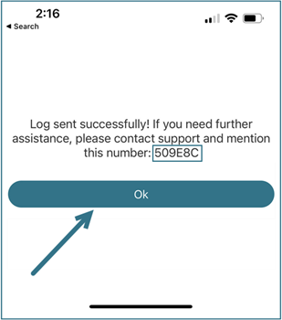 Archivo de registro en la pantalla de ShareFile para iOS