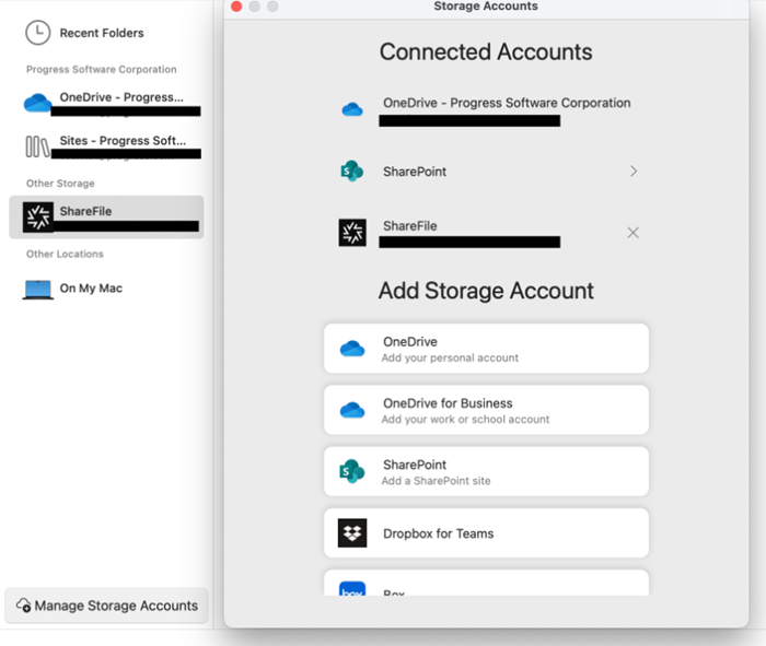 ShareFile for Mac url screen 10