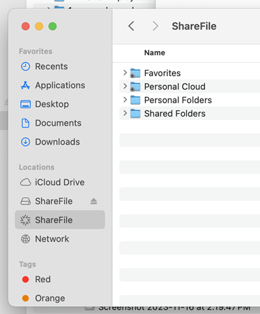 Mac用ShareFile 画面でファイルを開く
