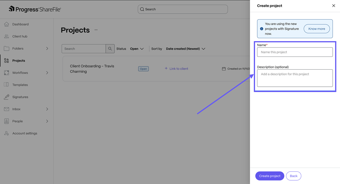 project experience template