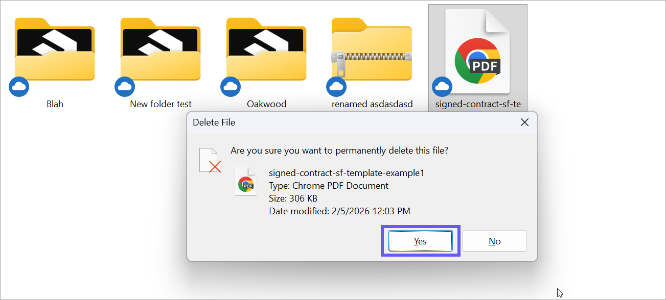 ShareFile delete folder