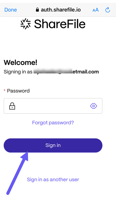 iOS login screen