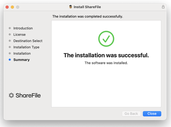 Pantalla URL de ShareFile para Mac