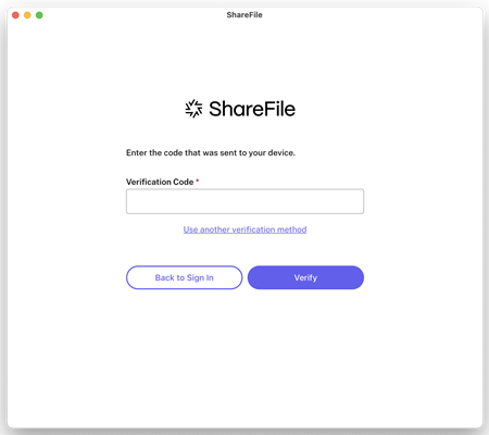 Mac 用 URL 画面のShareFile