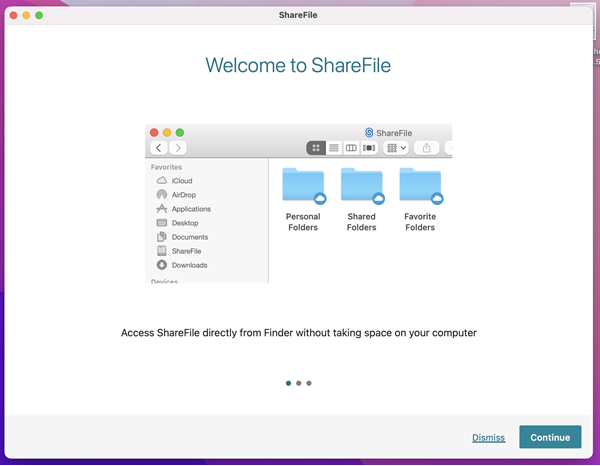 Écran URL de ShareFile pour Mac