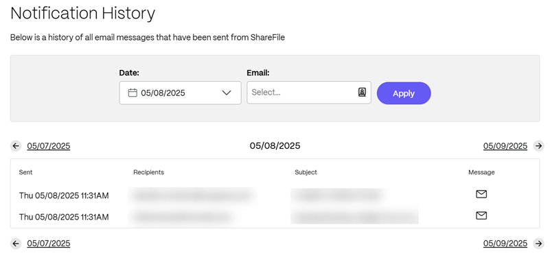 SF Email Notification History 1